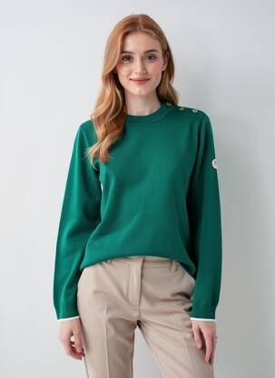 Pull coupe cintrée manches longues vert ROYAL MER femme