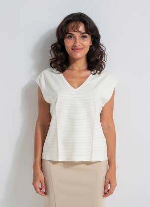T-shirt coupe droite manches courtes beige LA FEE MARABOUTEE femme