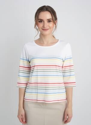 T-shirt manches 3/4 manches 3/4 blanc ARMOR LUX femme