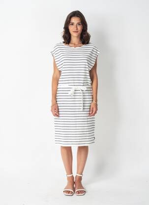Robe mi-longue manches courtes manches courtes bleu BERMUDES femme