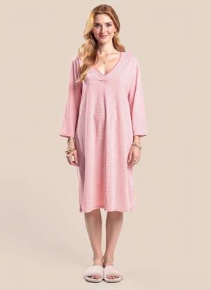 Chemise de nuit imprimé rayures rouge ARMOR LUX femme