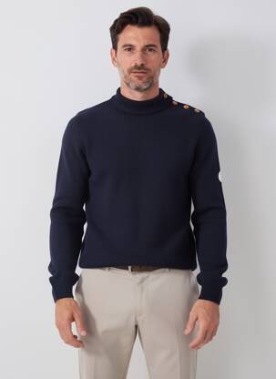 Pull stretch manches longues bleu ROYAL MER homme