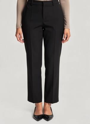 Pantalon droit tissage crêpe taille normale noir SIGNE NATURE femme