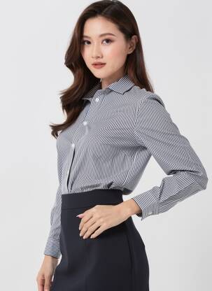 Chemisier coupe droite manches longues noir ZARA femme