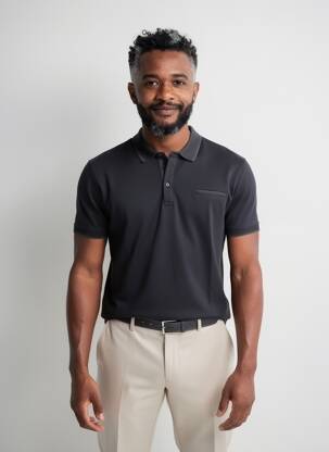 Polo tissage jersey manches courtes noir DEVRED homme
