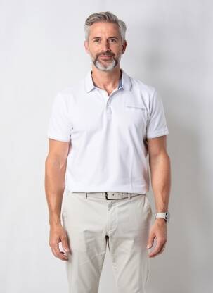 Polo stretch manches courtes blanc DEVRED homme