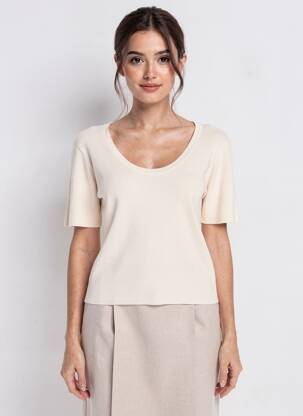 Pull stretch manches courtes beige H&M femme