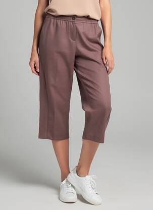 Pantalon 7/8 taille élastique taille normale marron ZARA femme