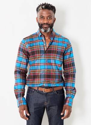 Chemise manches longues imprimé écossais bleu THE SURFCAR homme