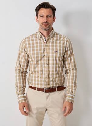 Chemise manches longues imprimé carreaux marron THE SURFCAR homme