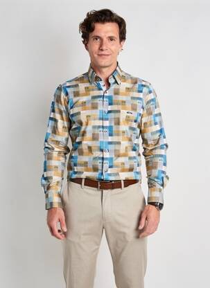 Chemise manches longues imprimé fantaisie bleu DARIO BELTRAN homme