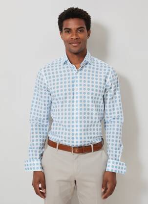 Chemise manches longues imprimé fantaisie bleu RECYCLED ART WORLD homme