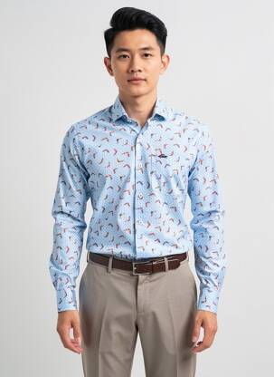 Chemise manches longues imprimé fantaisie bleu THE SURFCAR homme