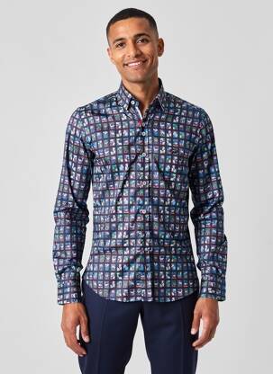 Chemise manches longues imprimé fantaisie bleu THE SURFCAR homme