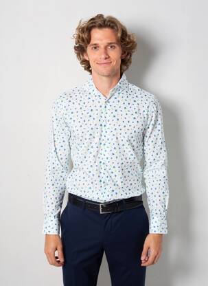 Chemise manches longues imprimé fantaisie blanc RECYCLED ART WORLD homme