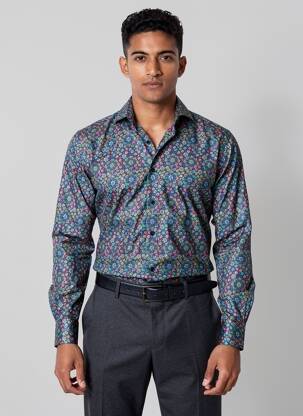 Chemise manches longues coupe cintrée bleu RECYCLED ART WORLD homme