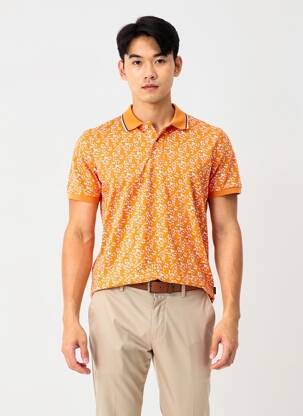 Polo tissage jersey manches courtes orange RECYCLED ART WORLD homme