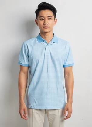 Polo tissage jersey manches courtes bleu RECYCLED ART WORLD homme