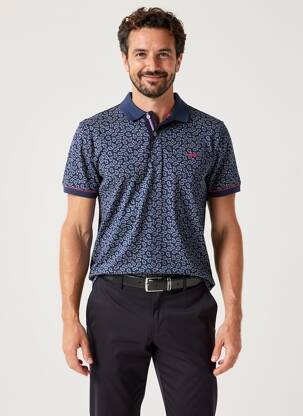 Polo stretch manches courtes bleu DARIO BELTRAN homme