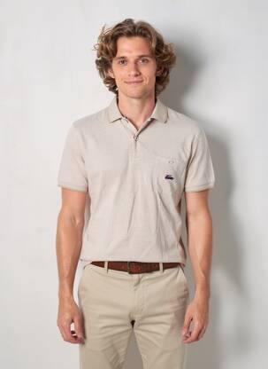 Polo tissage chiné manches courtes beige THE SURFCAR homme