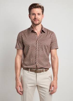 Chemise manches courtes coupe cintrée beige 4 FUNKY FLAVOURS homme