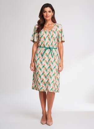 Robe mi-longue imprimé fantaisie manches courtes rose BAKERY LADIES femme