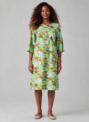 Robe mi-longue manches 3/4 manches 3/4 vert CISSI OCH SELMA femme