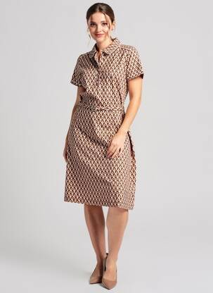 Robe mi-longue manches courtes manches courtes marron 4 FUNKY FLAVOURS femme