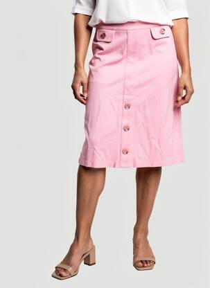 Jupe mi-longue stretch rose MARGOT femme