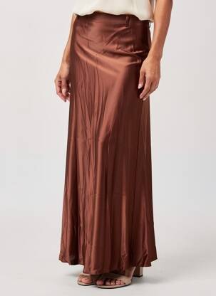 Jupe longue coupe fluide marron ELORA femme