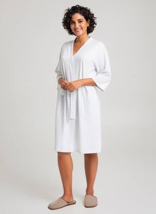 Robe de chambre col cache-coeur gris MASSANA femme