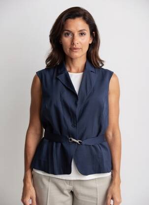Gilet sans manche poches bleu ELORA femme