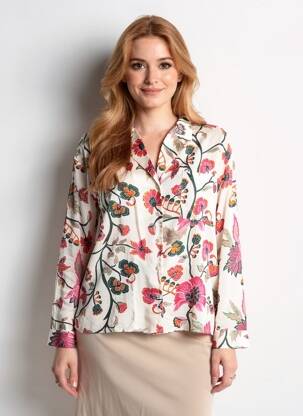 Chemisier imprimé fleurs manches longues blanc SOPHYLINE femme