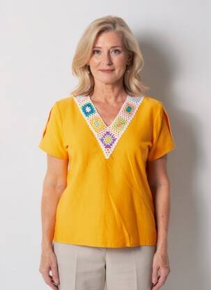 T-shirt coupe droite manches courtes orange HALOGENE femme