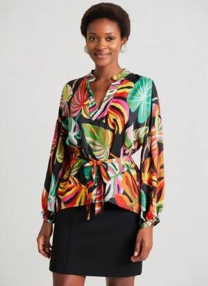 Blouse tissage popeline manches longues noir GOLD & SILVER femme