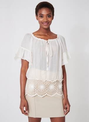 Top manches courtes manches courtes blanc MADE IN ITALY femme