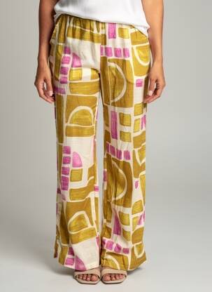 Pantalon large tissage crêpe taille normale vert LAST QUEEN femme