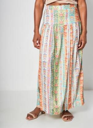 Jupe longue imprimé fantaisie orange UNIKA femme