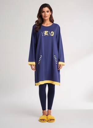 Chemise de nuit stretch bleu ROSE POMME femme