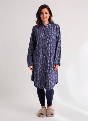 Chemise de nuit sérigraphie bleu ROSE POMME femme