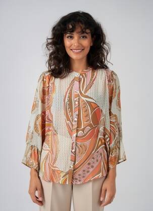 Chemisier tissage crêpe manches 3/4 beige SUMMUM femme