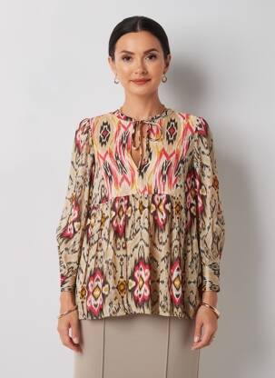 Blouse légère et transparente manches 3/4 beige SUMMUM femme