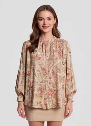 Chemisier tissage crêpe manches 3/4 beige SUMMUN femme