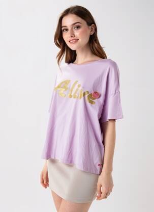 T-shirt sérigraphie manches courtes violet ONE TEE femme