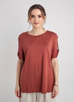 T-shirt stretch manches courtes orange SUMMUM femme