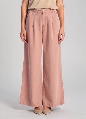 Pantalon large tissage popeline taille haute rose SUMMUM femme