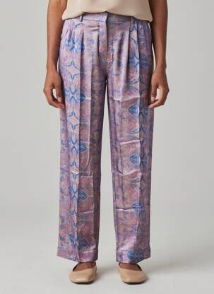 Pantalon droit taille à pinces taille haute violet SEE U SOON femme