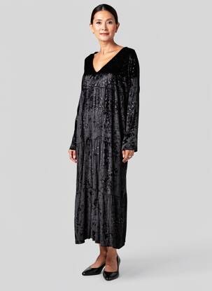 Robe longue manches longues manches longues noir PIMENT ROUGE femme
