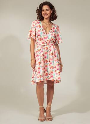 Robe mi-longue manches courtes manches courtes blanc CERISE BLUE femme