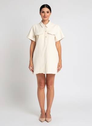 Robe courte manches courtes manches courtes beige EMILIE.K femme